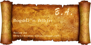 Bogdán Albin névjegykártya